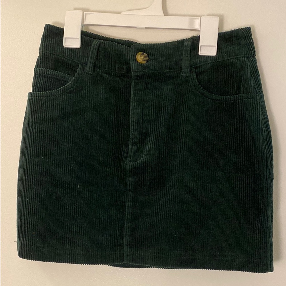 Dark Green Corduroy Mini Skirt